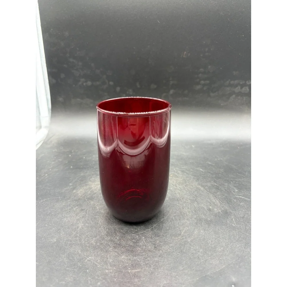Vintage Ruby Red Glass Tumbler 4.25 Inch Cranberry Juice Water Glass